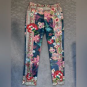 Johnny Was Aria Skies Floral Print Classic Fit Pants Multicolor Boho Size 6